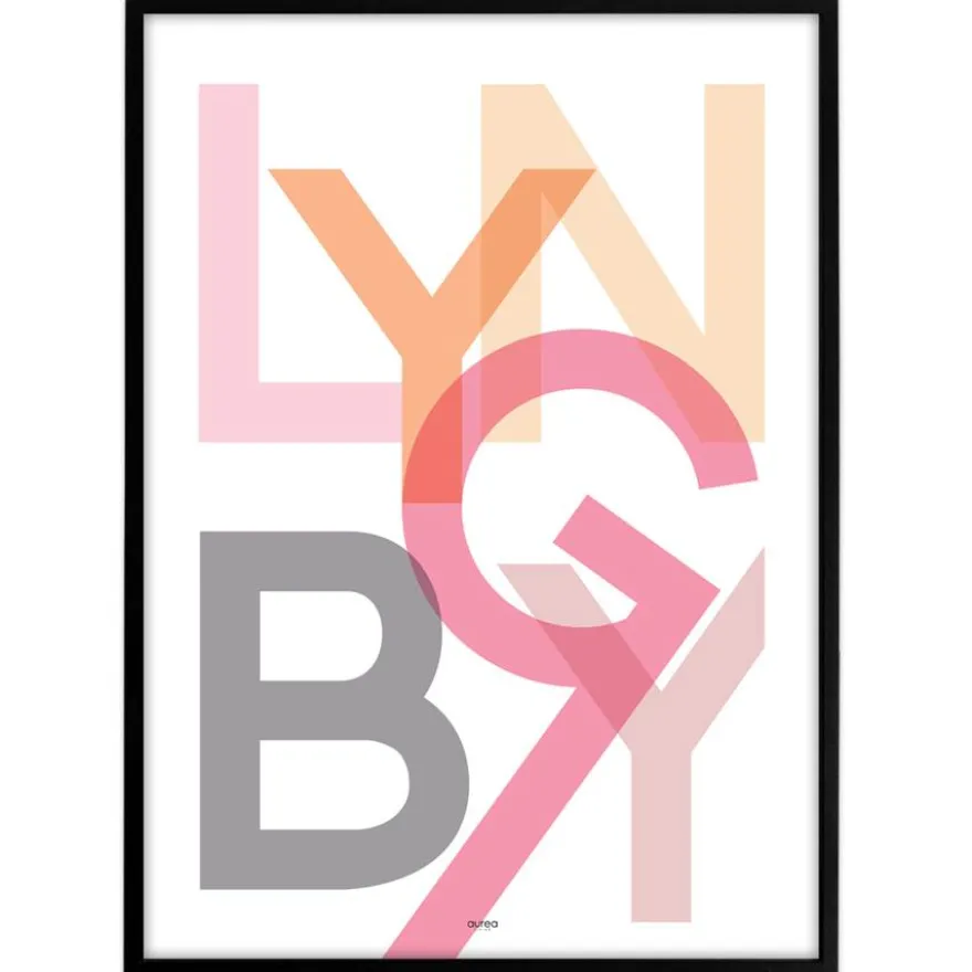 Bynavne Plakat - Lyserøde nuancer - Vælg by