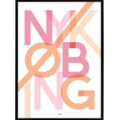 Bynavne Plakat - Lyserøde nuancer - Vælg by