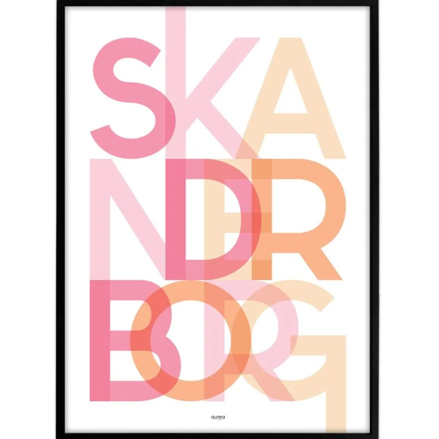Bynavne Plakat - Lyserøde nuancer - Vælg by