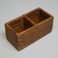Charmille Firkantet Holder med 2 rum i Rattan. Honey