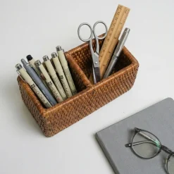 Charmille Firkantet Holder med 2 rum i Rattan. Honey