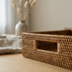Charmille Håndflettet Skuffekurv i Rattan - Honningfarvet