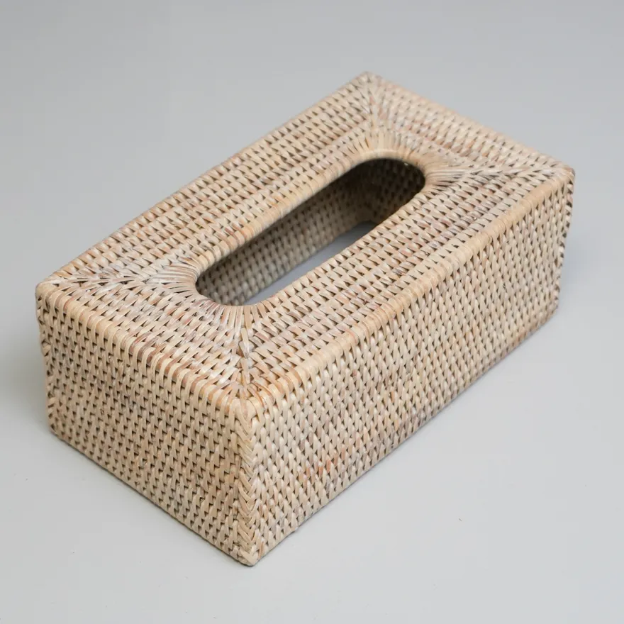 Charmille Kasse til Kleenex i Rattan. Hvid