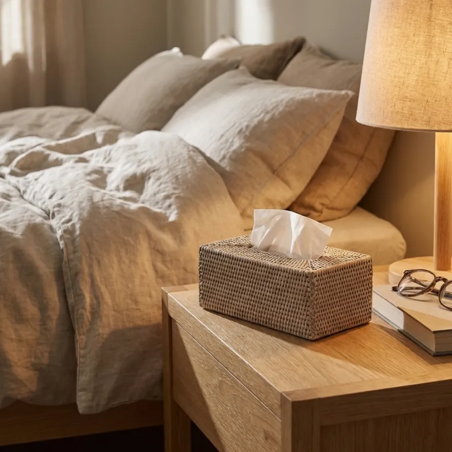 Charmille Kasse til Kleenex i Rattan. Hvid