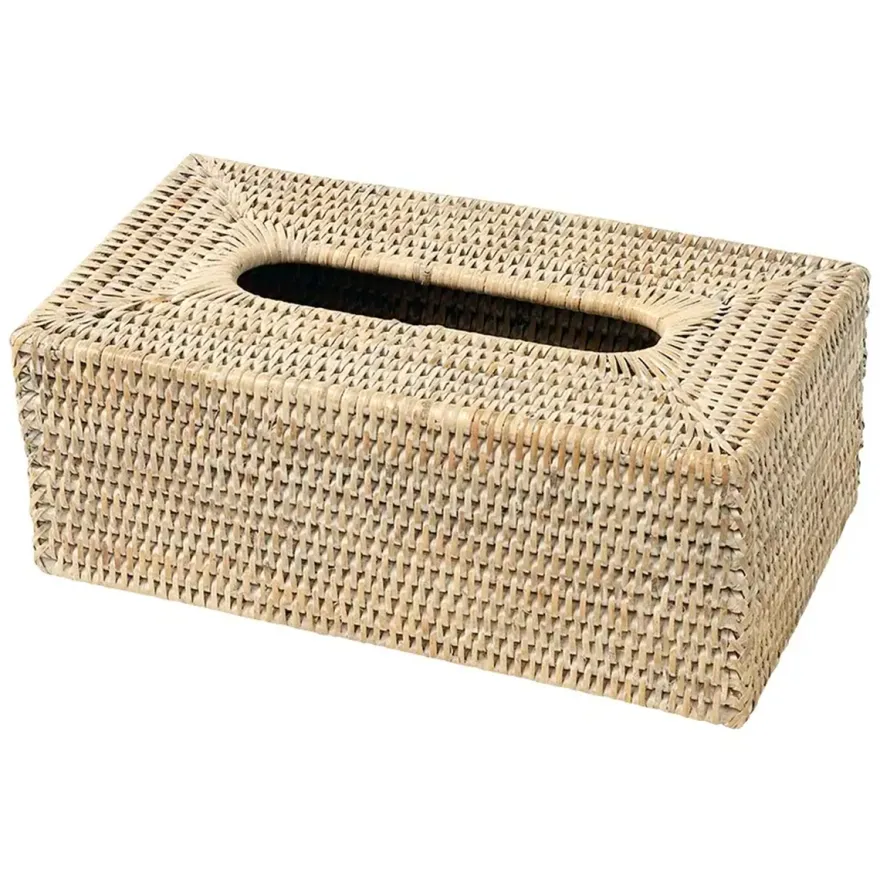 Charmille Kasse til Kleenex i Rattan. Hvid