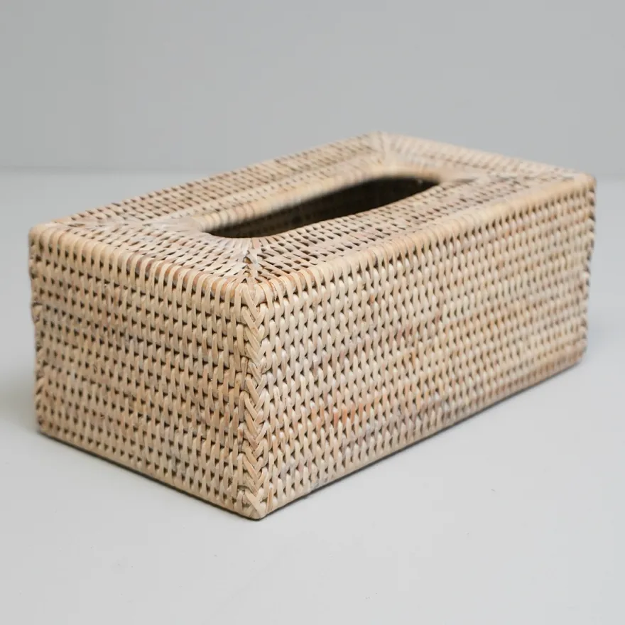 Charmille Kasse til Kleenex i Rattan. Hvid