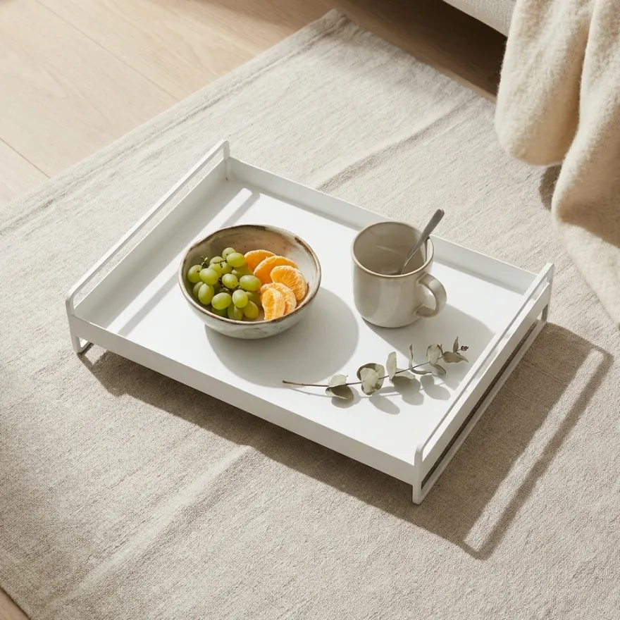 Como bakke i metal - Trico Tray med håndtag - HVID