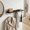 Como dyb hylde med knager - Sort - 60cm