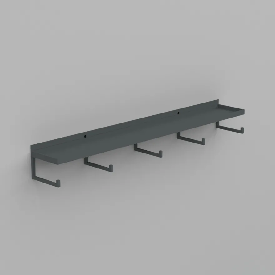 Como Hylde med knager - Grå - 50cm