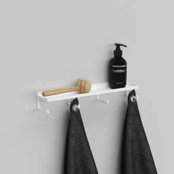 Como Hylde med knager - Hvid - 40cm