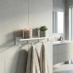 Como Hylde med knager - Hvid - 40cm