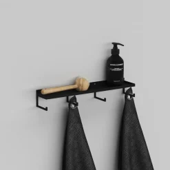 Como Hylde med knager - Sort - 40cm