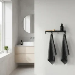 Como Hylde med knager - Sort - 40cm