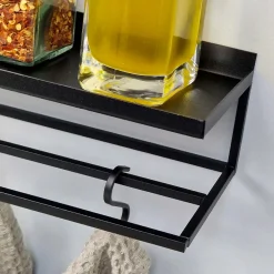 Como Køkkenhylde med stænger - Sort Metal (50 cm)