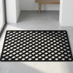 Dixie dørmåtte i gummi - Black Grid - 45x75 cm