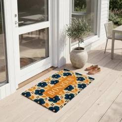 Dørmåtte i kokos fra Derrière la Porte - Bonjour Fleurs, bleu