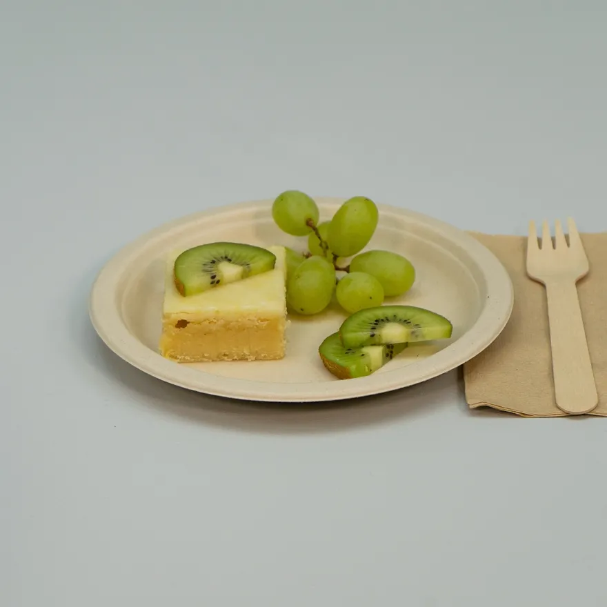 Engangsservice i sukkerrørsfibre - Frokosttallerken 18cm - 50 stk