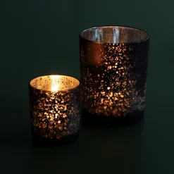 Fyrfadsstager i glas - Vinterscenen - SØLV sæt m. 2stk