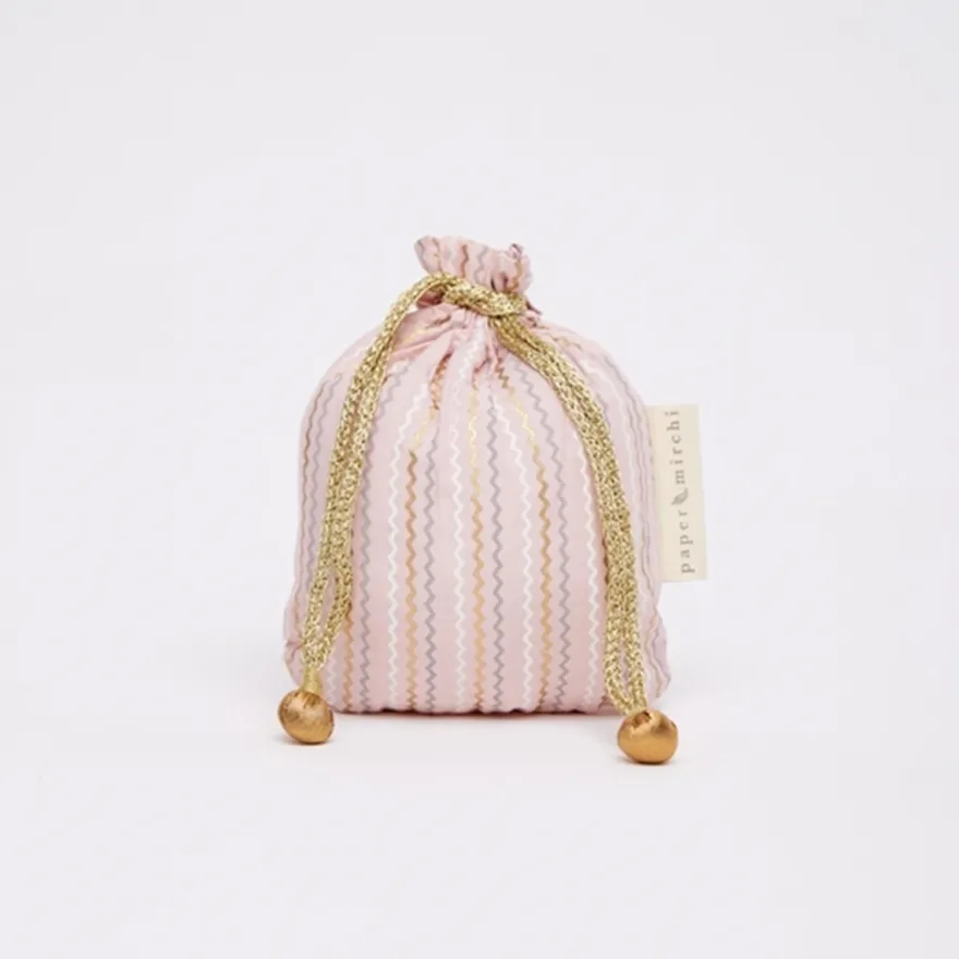 Genanvendelig Gavepose i Stof - SMALL - Stripes, Pink