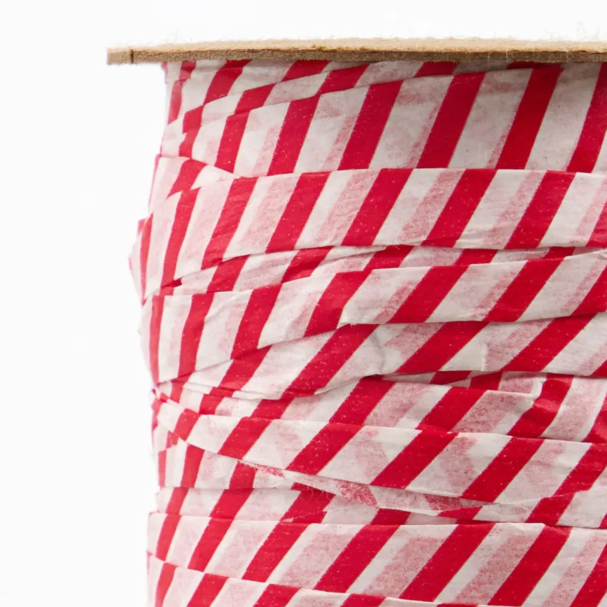 House Doctor gavebånd i papir - Candy Stripes 1cm - Hvid/Rød
