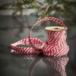 House Doctor gavebånd i papir - Candy Stripes 1cm - Hvid/Rød