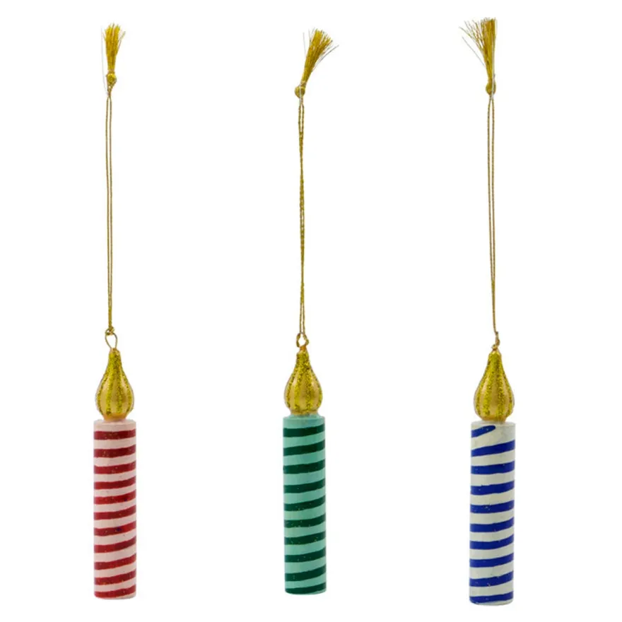 House Doctor Julepynt HDCandle - Grøn, Rosa og Blå (3 stk)