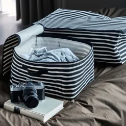 House Doctor - "Under bed" CANVA i Stof - Sort/Hvid - SMALL