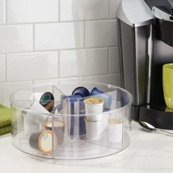 IDesign Drejefad i klart plast med høj kant - Ruminddelt
