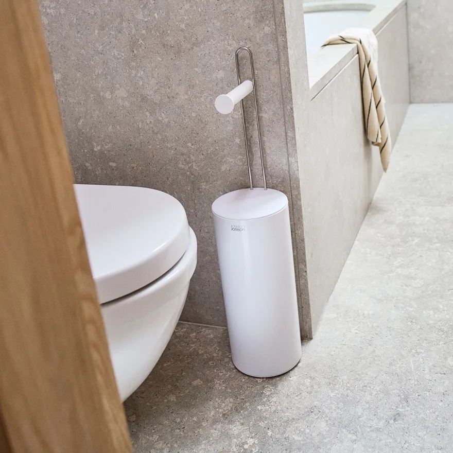 Joseph Joseph Toiletrulleholder til extra toiletruller, Glossy Hvid
