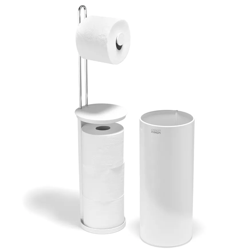 Joseph Joseph Toiletrulleholder til extra toiletruller, Glossy Hvid