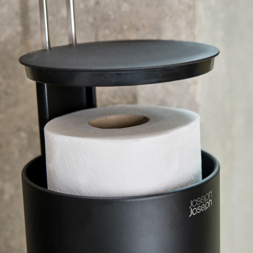 Joseph Joseph Toiletrulleholder til extra toiletruller, Sort