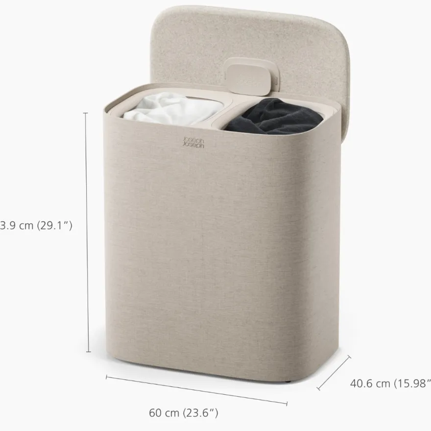 Joseph Joseph Tota 2 Twin Vasketøjskurv 90L - Pale Mushroom
