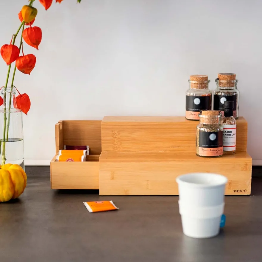 Kaffe- og Te-organizer Trappe i bambus