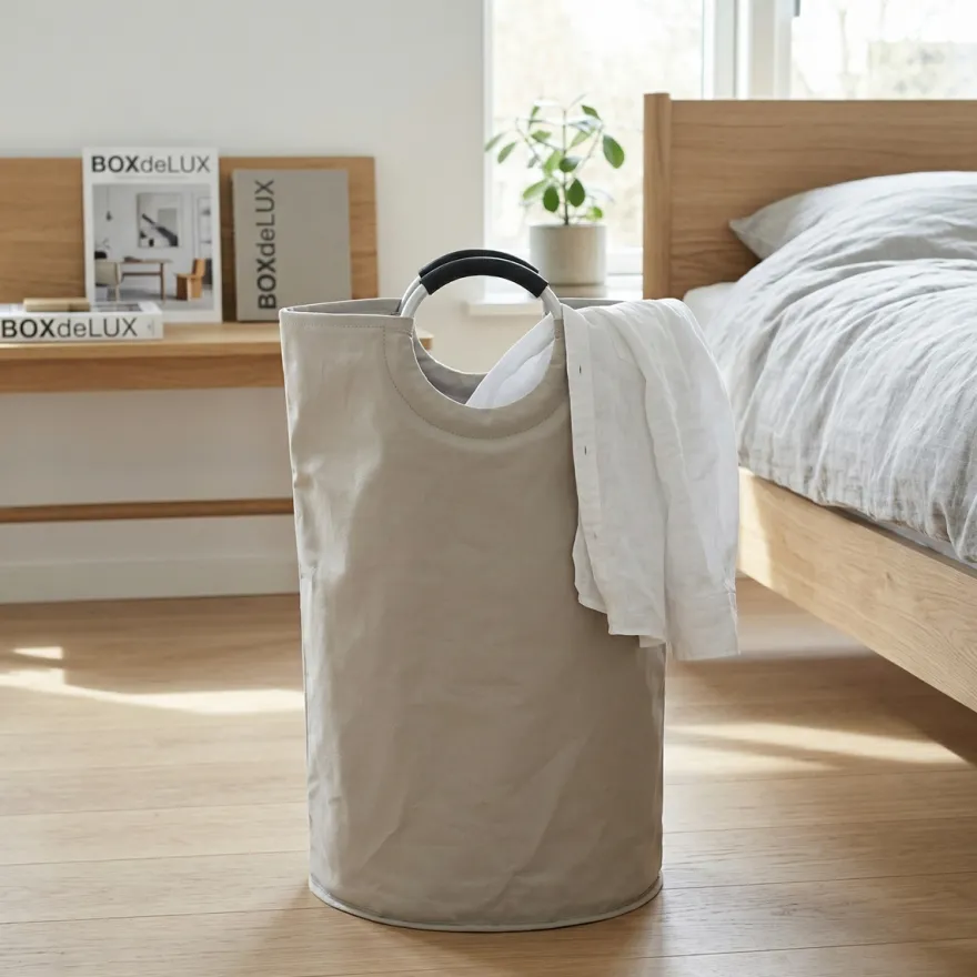 Kanvas vasketøjspose med håndtag - Beige