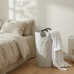 Kanvas vasketøjspose med håndtag - Beige