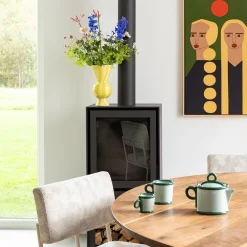 Klevering Stor stribet vase i gule nuancer - Rhombic