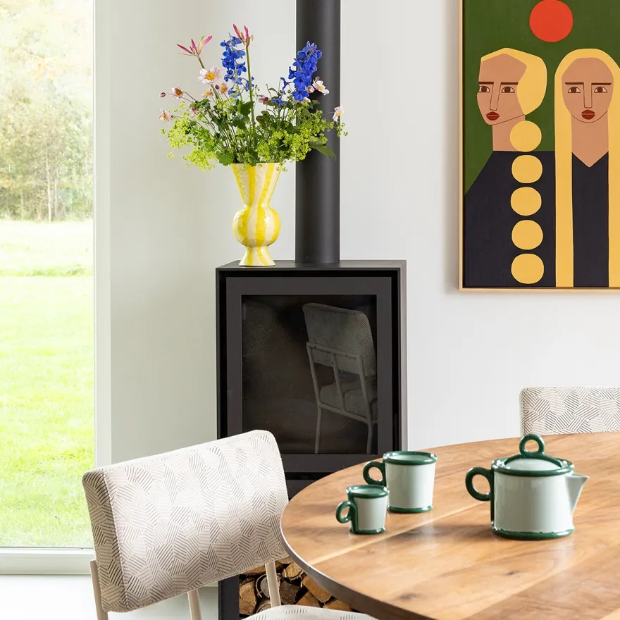Klevering Stor stribet vase i gule nuancer - Rhombic