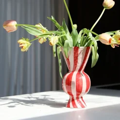 Klevering Stor stribet vase i Røde nuancer - Rhombic