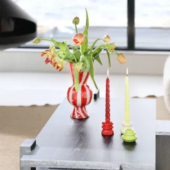 Klevering Stor stribet vase i Røde nuancer - Rhombic