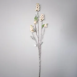 Kunstig blomst - Bærkvist med hvide bær og sne