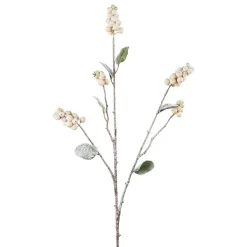 Kunstig blomst - Bærkvist med hvide bær og sne