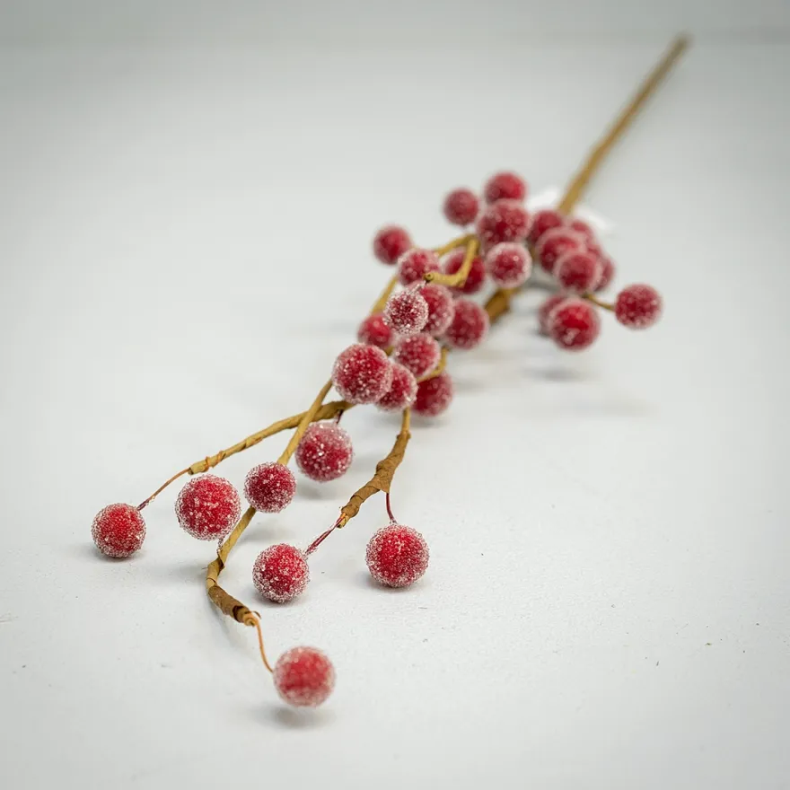 Kunstig blomst fra Bungalow - Ilix Berry Branch - Frostet Scarlett