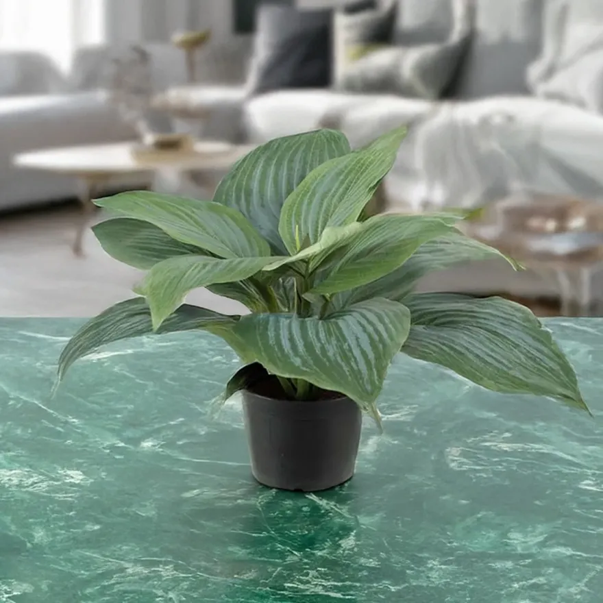 Kunstig Blomst - Hosta, grøn 20 cm.