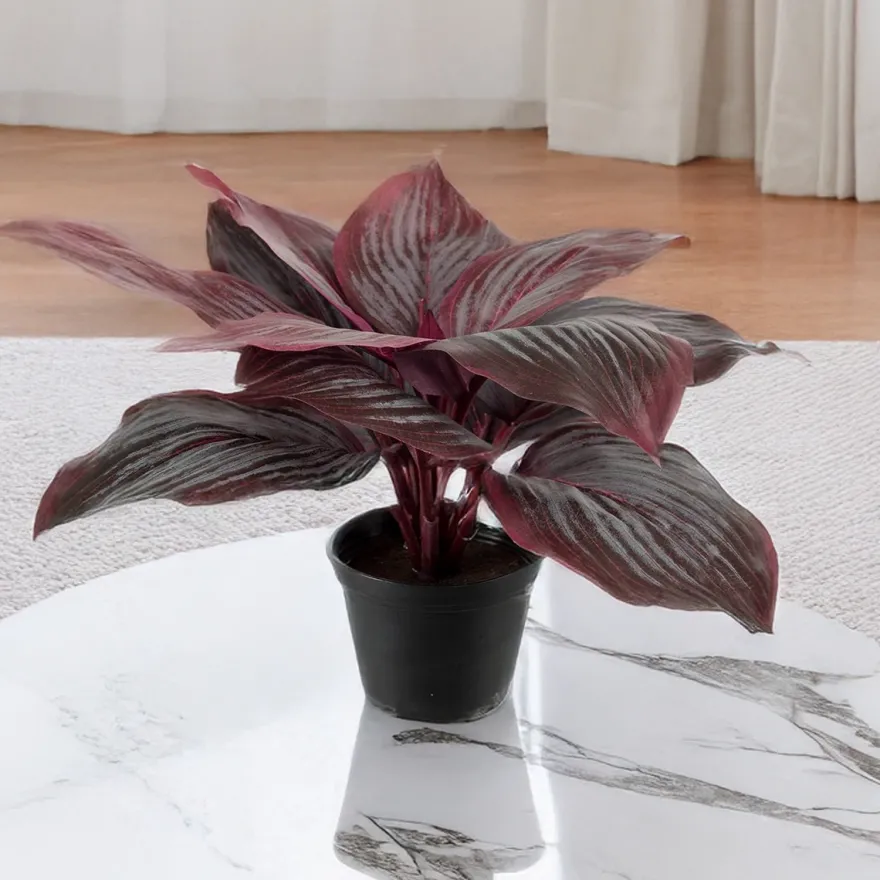 Kunstig Blomst - Hosta, vinrød 20 cm.