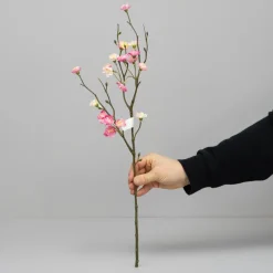 Kunstig Blomst - Kvist med lyserøde blomster, 50 cm