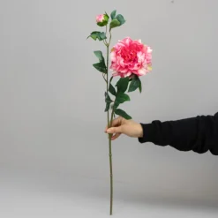Kunstig Blomst - Pæon med to blomsterhoveder, Pink, 65 cm