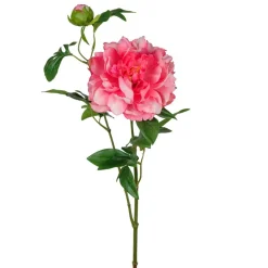 Kunstig Blomst - Pæon med to blomsterhoveder, Pink, 65 cm