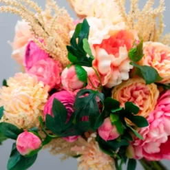 Kunstig Blomst - Pæon med to blomsterhoveder, Pink, 65 cm