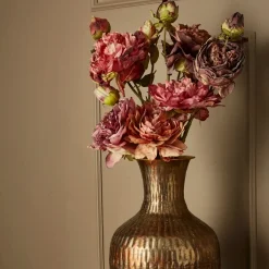 Kunstig Blomst - Pæon med tre blomsterhoveder, Dark Rose, 64 cm
