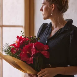 Kunstig blomst på stilk - Amaryllis 65 cm. - Rød